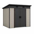 Abri de jardin 190 x 90 x 180 cm en résine gris clair et noir à double porte ventilé
