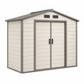 Abri de jardin 214 x 131 x 227 cm en résine beige et gris - rangement extérieur ventilé