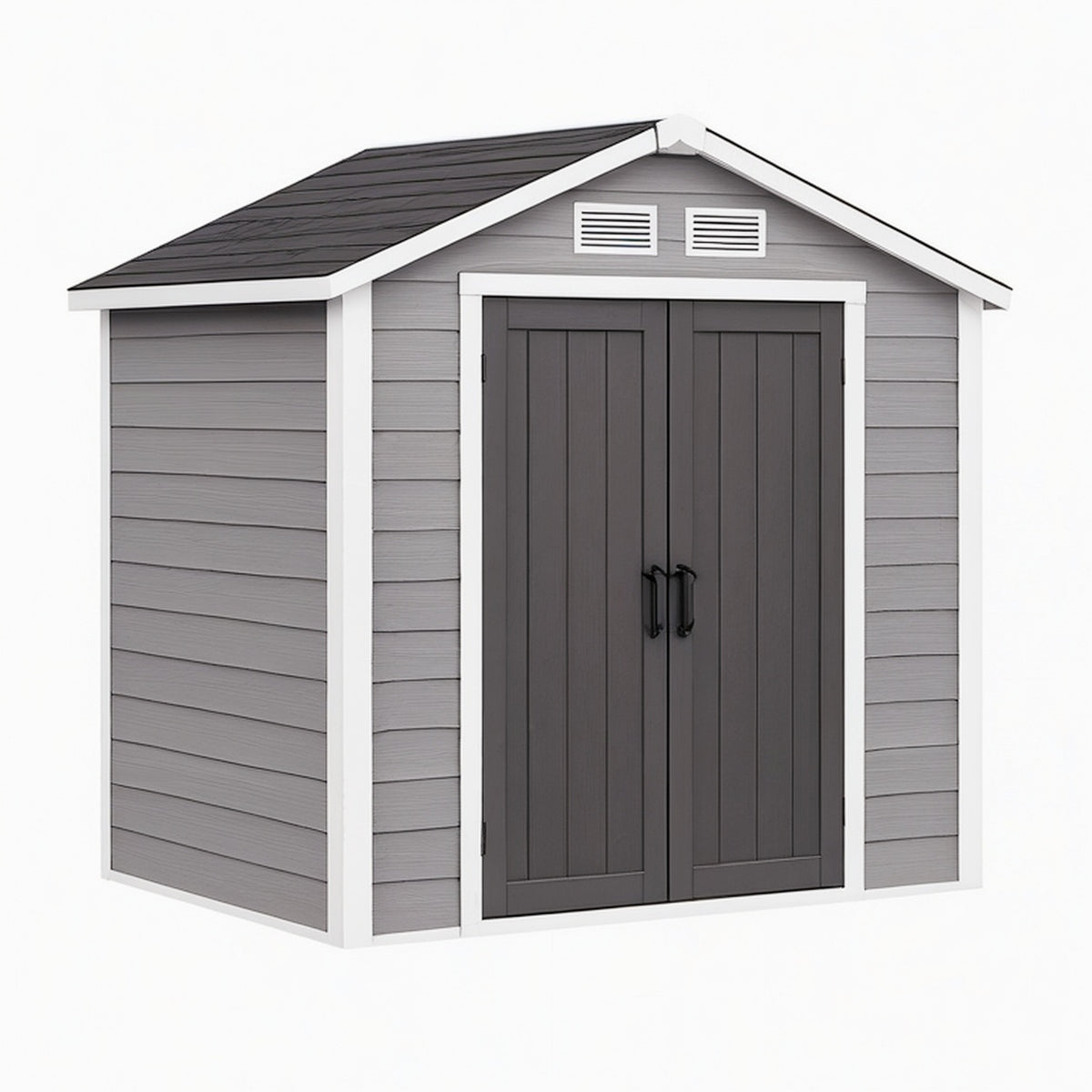 Abri de jardin 200 x 120 x 190 cm en résine gris anthracite avec double porte ventilé