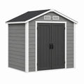 Abri de jardin 200 x 120 x 190 cm en résine gris anthracite avec double porte ventilé