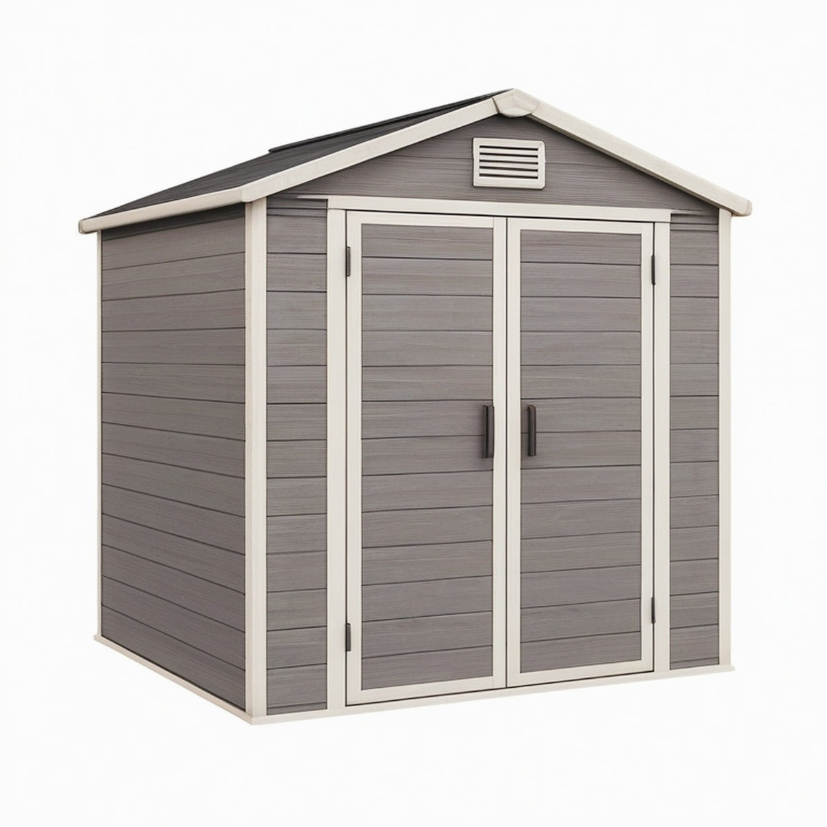 Abri de jardin 185 x 122 x 195 cm en résine gris anthracite avec double porte et ventilation