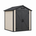 Abri de jardin 190 x 120 x 190 cm en résine beige et noir à double porte ventilé