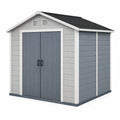 Abri de jardin 190 x 120 x 190 cm en résine gris anthracite avec double porte ventilée