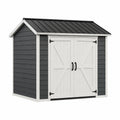 Abri de jardin 214 x 122 x 192 cm en bois gris anthracite et blanc - rangement extérieur style grange