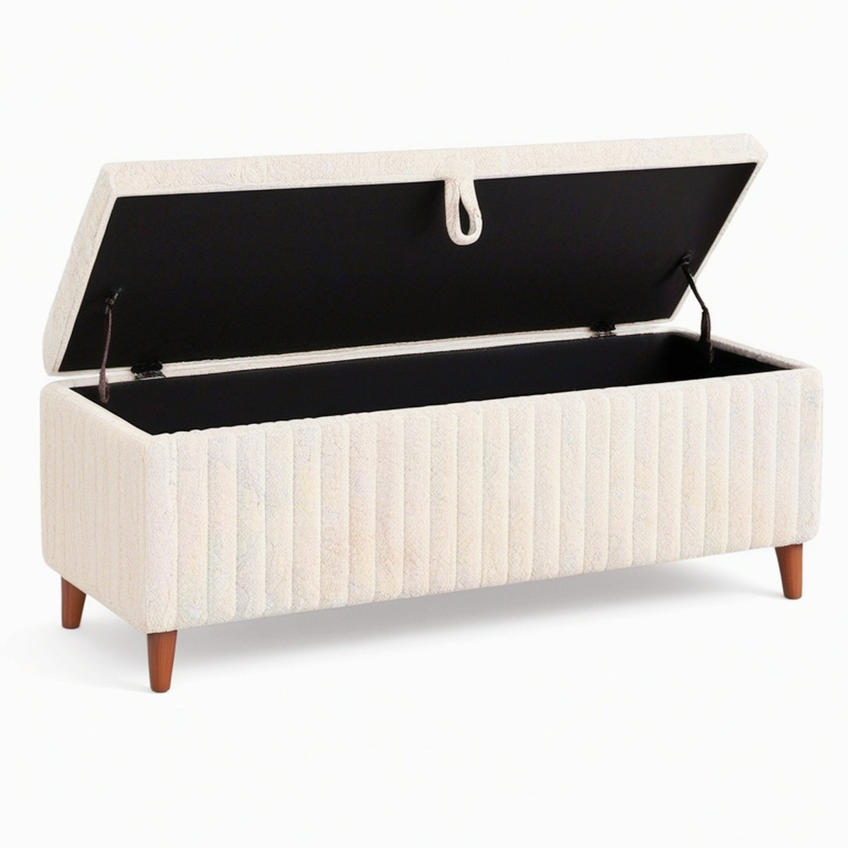 Banquette coffre 100 x 40 x 45 cm tissu bouclette beige rangement style contemporain