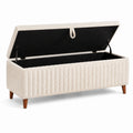 Banquette coffre 100 x 40 x 45 cm tissu bouclette beige rangement style contemporain