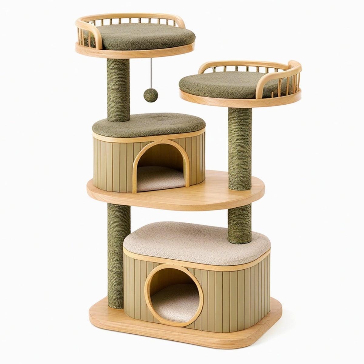 Arbre à chat 70 x 55 x 150 cm en bois vert avec griffoirs niches et plateformes