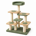 Arbre à chat 60 x 60 x 145 cm en bois et sisal vert avec plateformes et couchage
