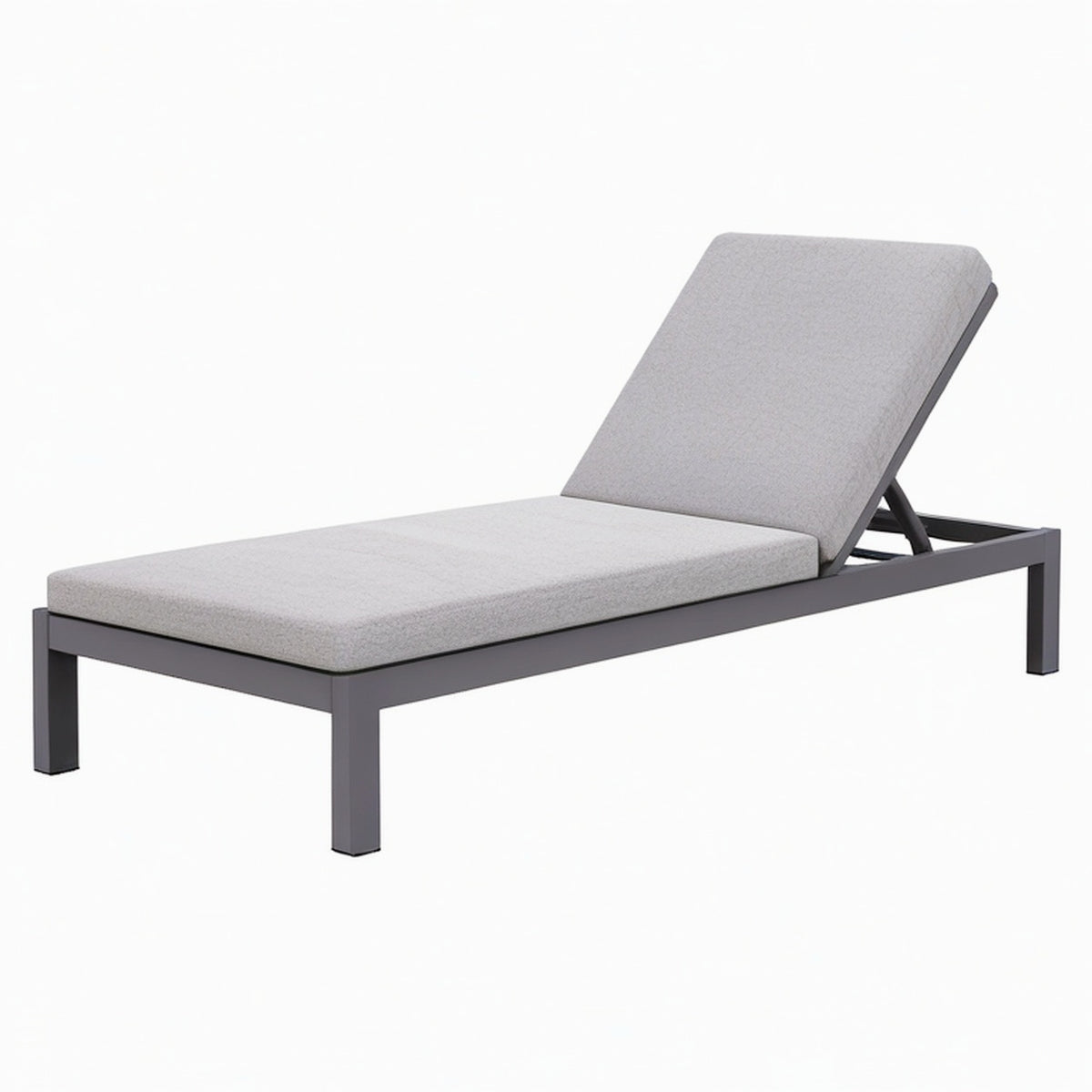 Bain de soleil 195 cm en aluminium gris et noir avec dossier réglable pour extérieur