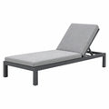 Bain de soleil 195 cm en aluminium gris et noir avec dossier réglable pour extérieur
