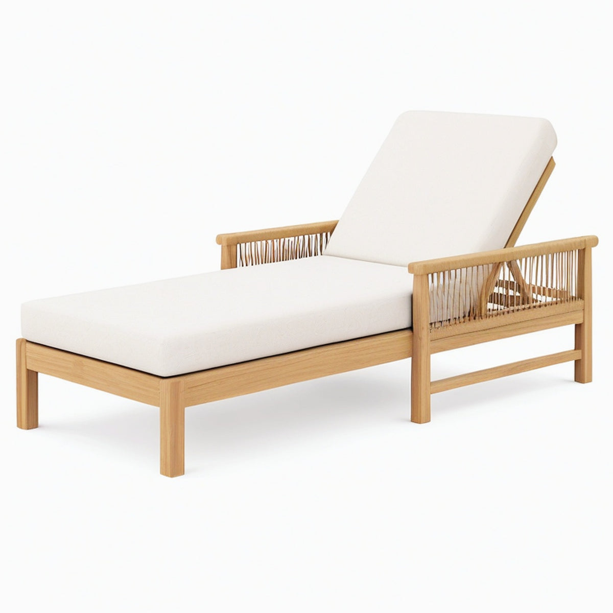 Chaise longue de jardin 200 x 75 x 85 cm en bois beige et naturel style contemporain