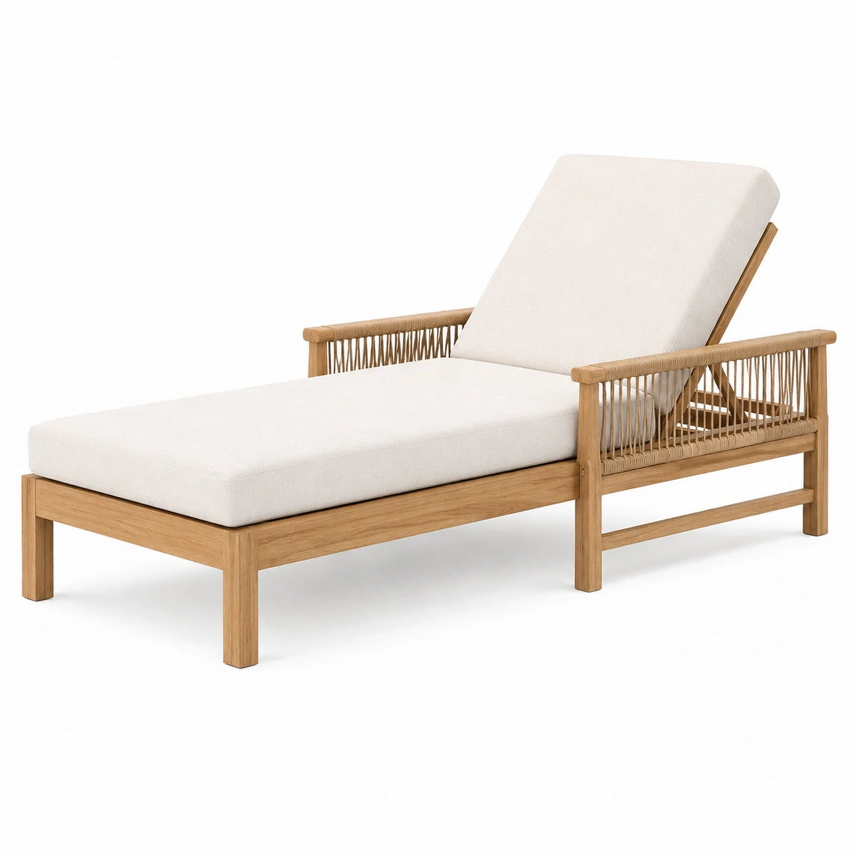 Chaise longue de jardin 200 x 75 x 85 cm en bois beige et naturel style contemporain