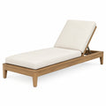 Bain de soleil 200 x 70 cm en bois naturel avec coussin beige dossier inclinable