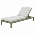 Bain de soleil 200 x 70 cm en bois vert avec coussin gris clair dossier inclinable