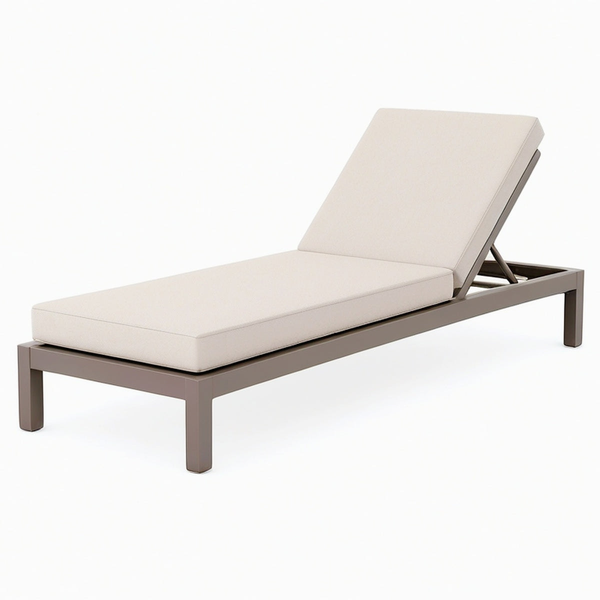 Chaise longue de jardin 200 x 65 cm en métal beige avec dossier réglable
