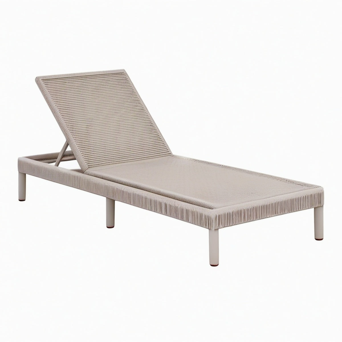 Chaise longue de jardin 200 x 70 cm en corde tressée gris taupe avec dossier réglable