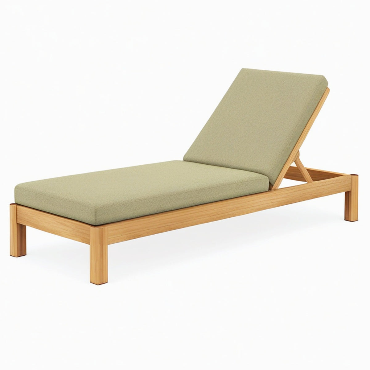 Chaise longue de jardin 200 x 70 cm en bois et tissu vert avec dossier réglable
