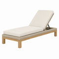 Transat de jardin 200 x 75 cm en bois beige avec dossier réglable