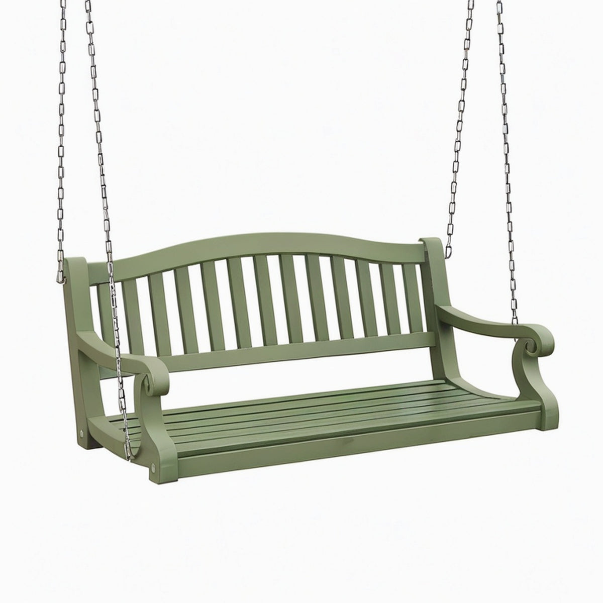 Balancelle de jardin 152 x 65 x 60 cm en bois vert classique à suspendre
