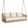 Balancelle canapé suspendu 180 cm en rotin beige pour extérieur - 3 places
