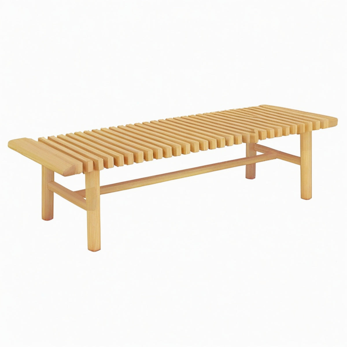 Banc 180 x 45 x 45 cm en bois naturel pour salle à manger style à lattes