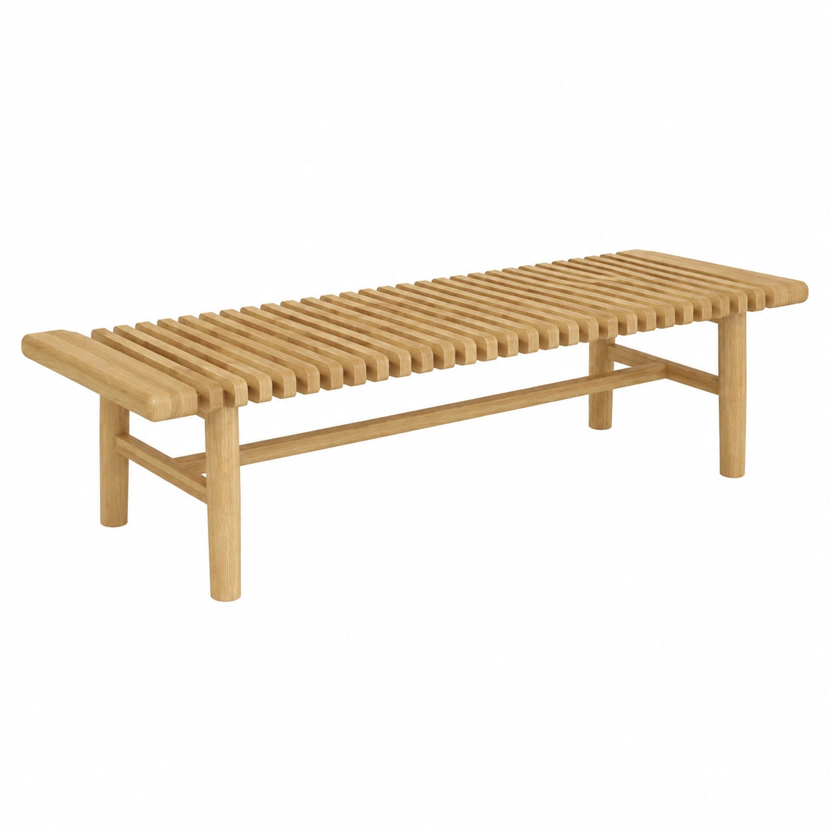 Banc 180 x 45 x 45 cm en bois naturel pour salle à manger style à lattes