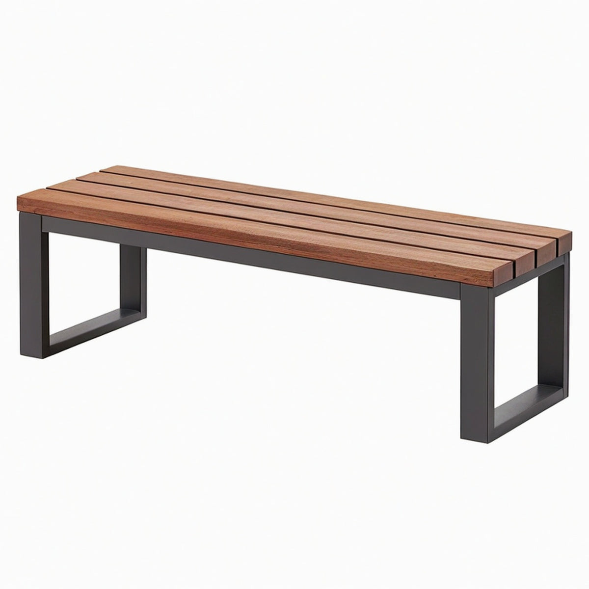 Banc de jardin 180 x 40 x 45 cm en bois brun et métal noir style industriel