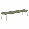 Banc de jardin 180 cm en bois vert et métal - assise à lattes contemporaine