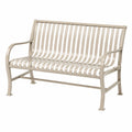 Banc de jardin 127 x 66 x 92 cm en acier beige à lattes avec accoudoirs