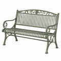 Banc de jardin 122 x 65 x 91 cm en métal vert style classique à motif floral
