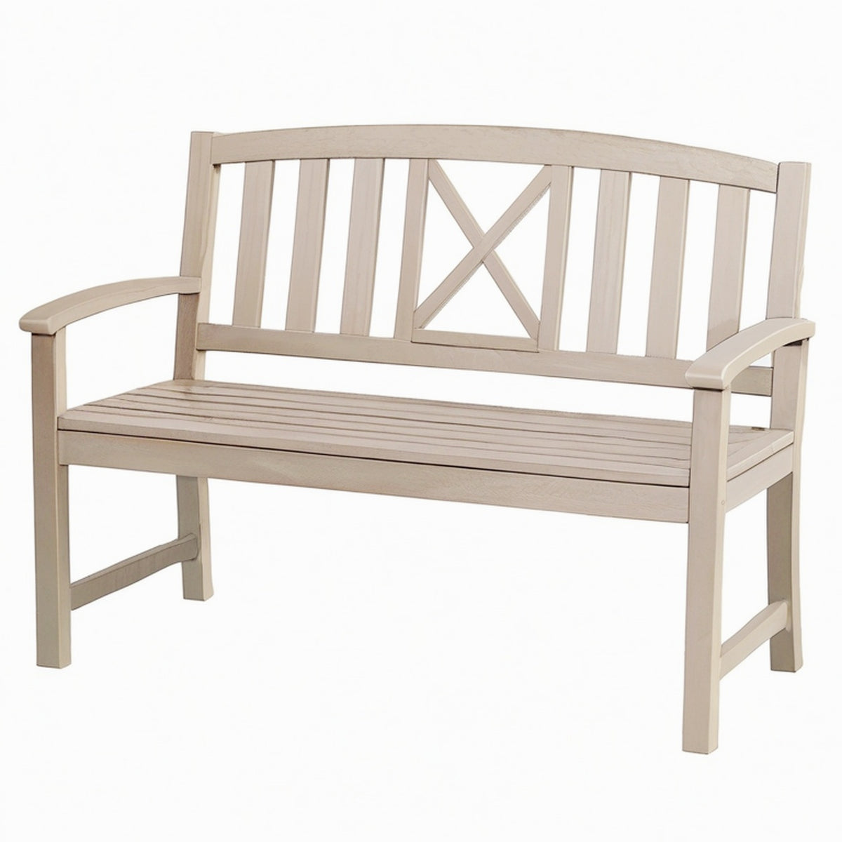 Banc de jardin 120 cm en bois gris à accoudoirs style classique
