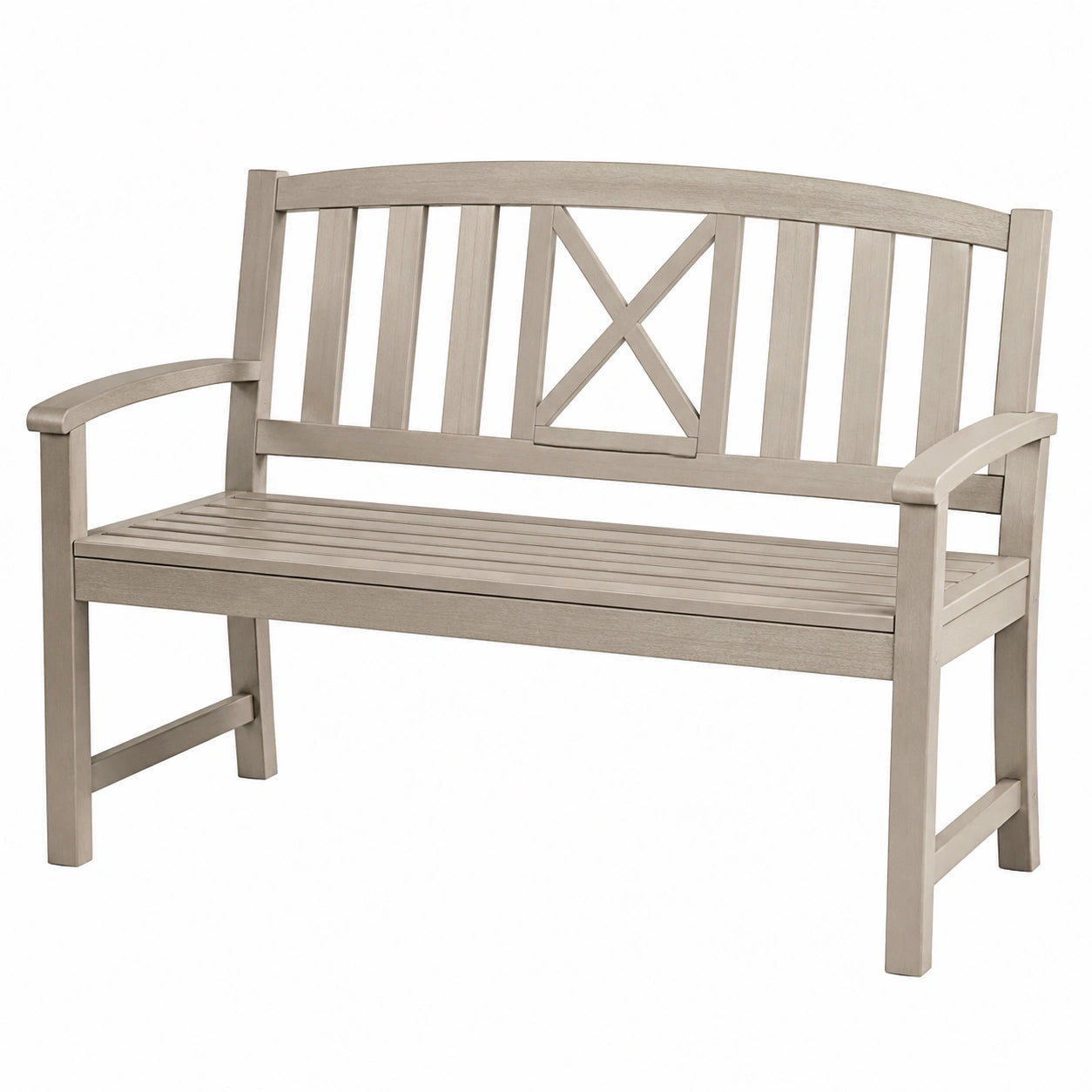 Banc de jardin 120 cm en bois gris à accoudoirs style classique