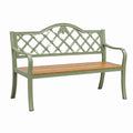 Banc de jardin 120 cm métal et bois vert style classique